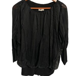 GUSY Unique Black Double Layer Top Tank Under/Sheer Over Women's Size Medium